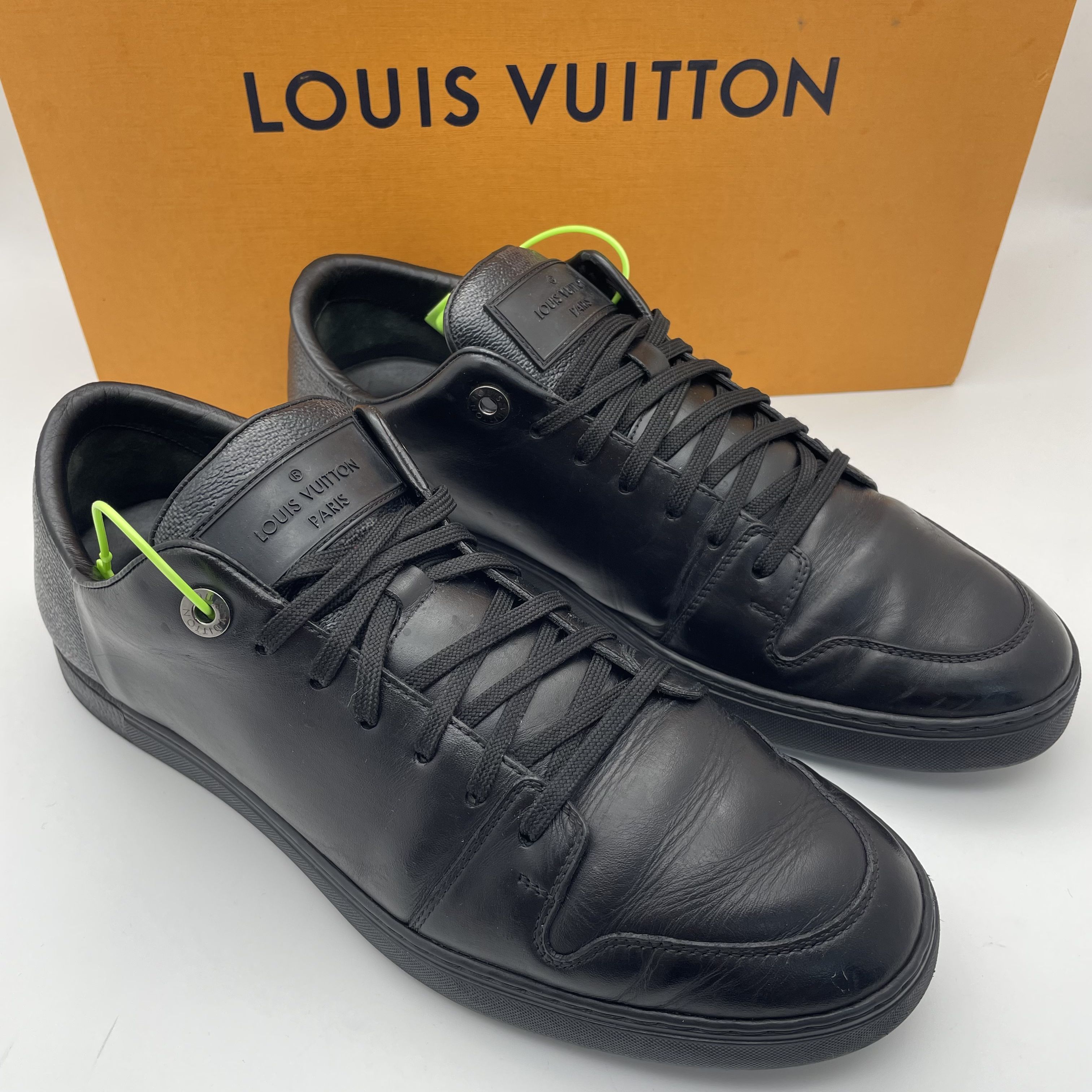 95新 LouisVuitton/路易威登 40.5欧码/黑色皮革拼接棋盘格板鞋