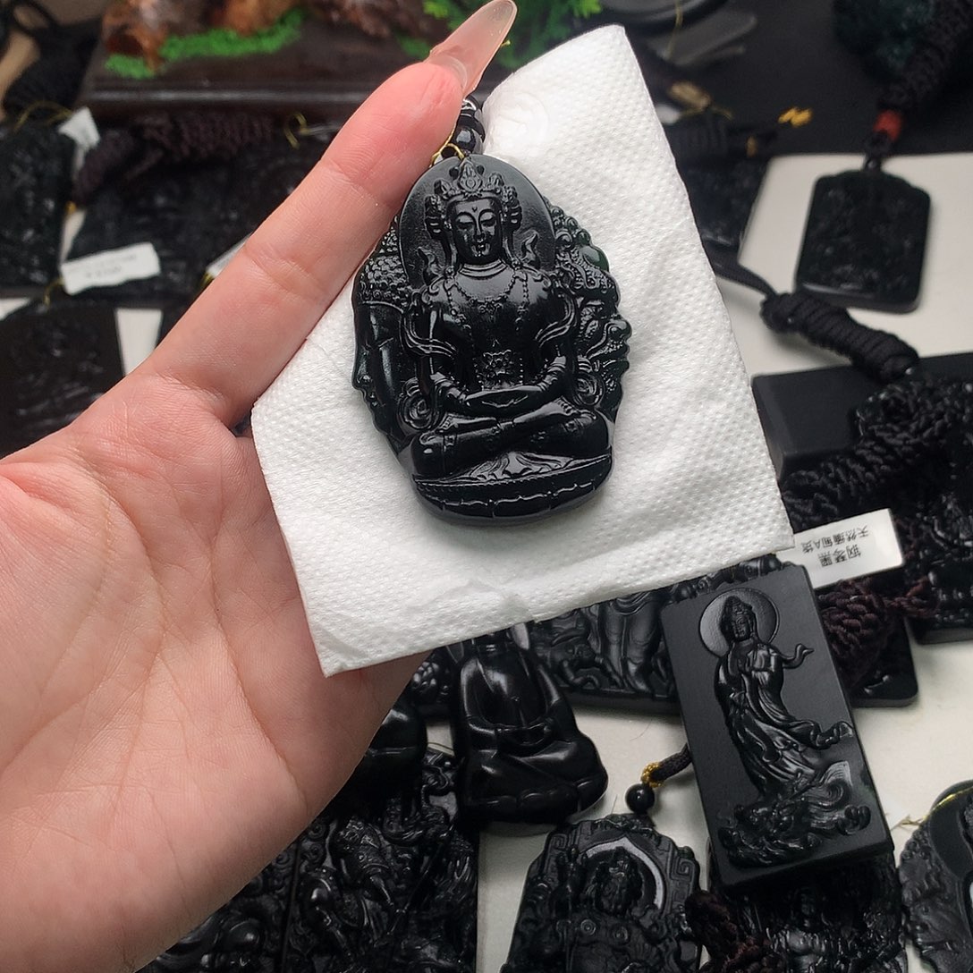 醉***4天然缅甸a货钢琴黑挂件