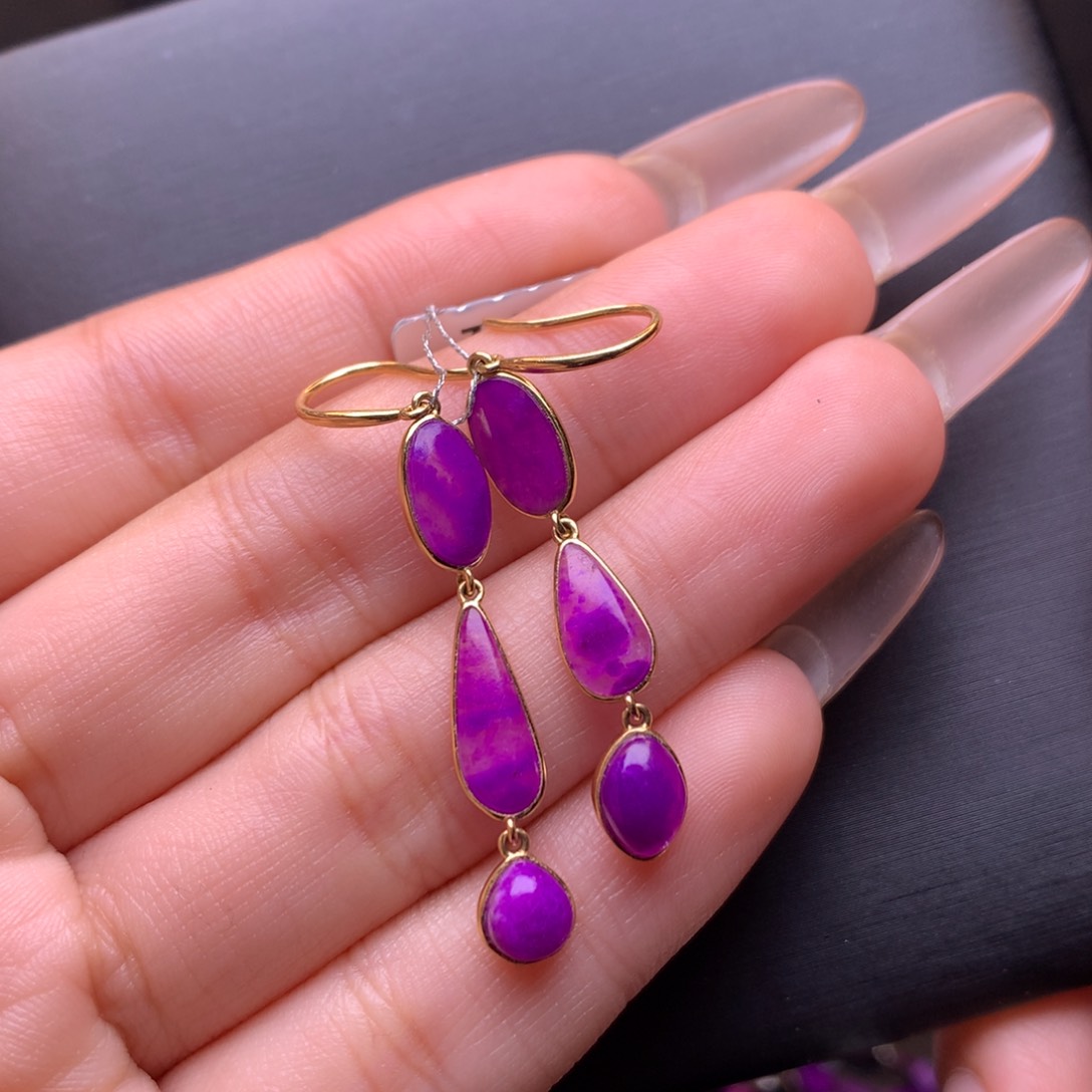 苏纪石（舒俱来）18K金镶嵌耳坠