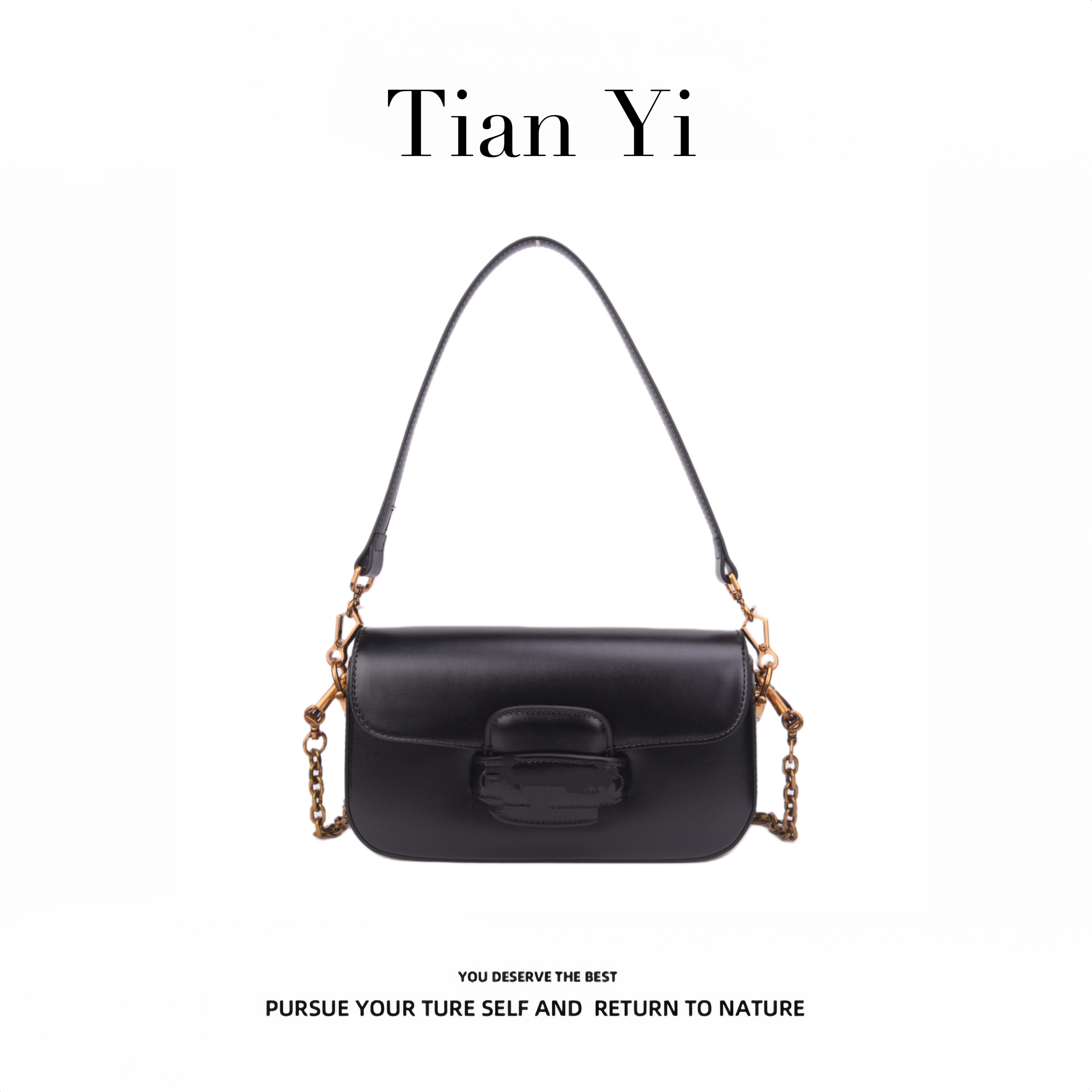 【Tian Yi渠道货】-2025新款轻奢单肩手提斜跨包  9200 黑色