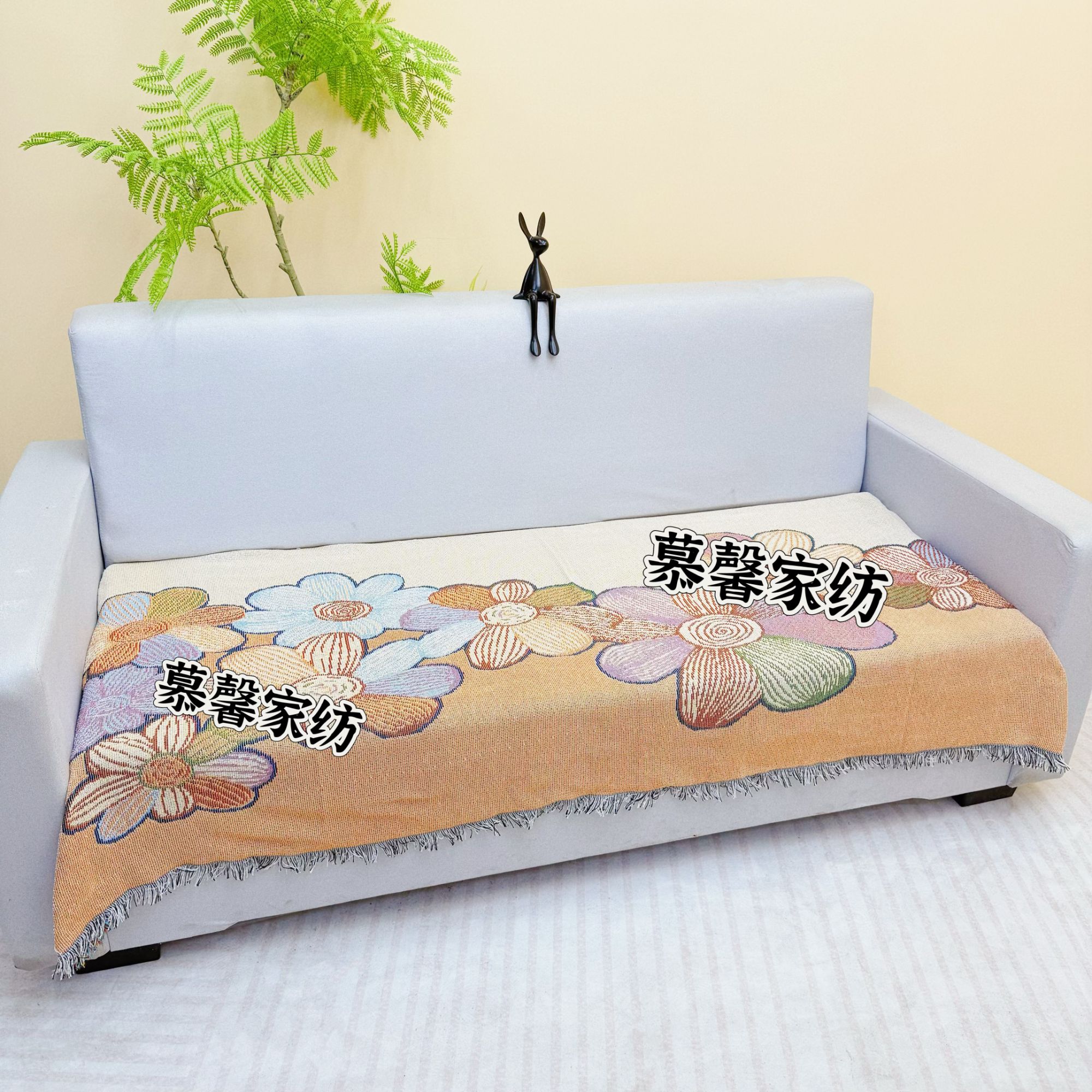 【花儿朵朵】90*180cm双人位沙发巾盖毯四季通用沙发垫双面毯子