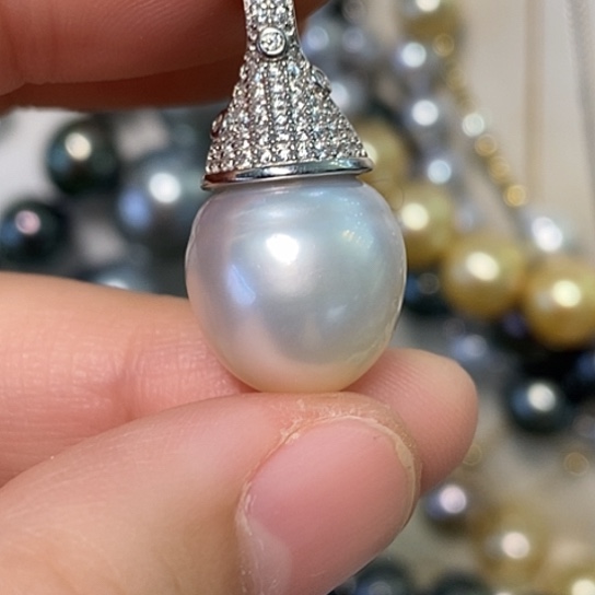 海水珍珠颈饰银S925镶嵌13.5