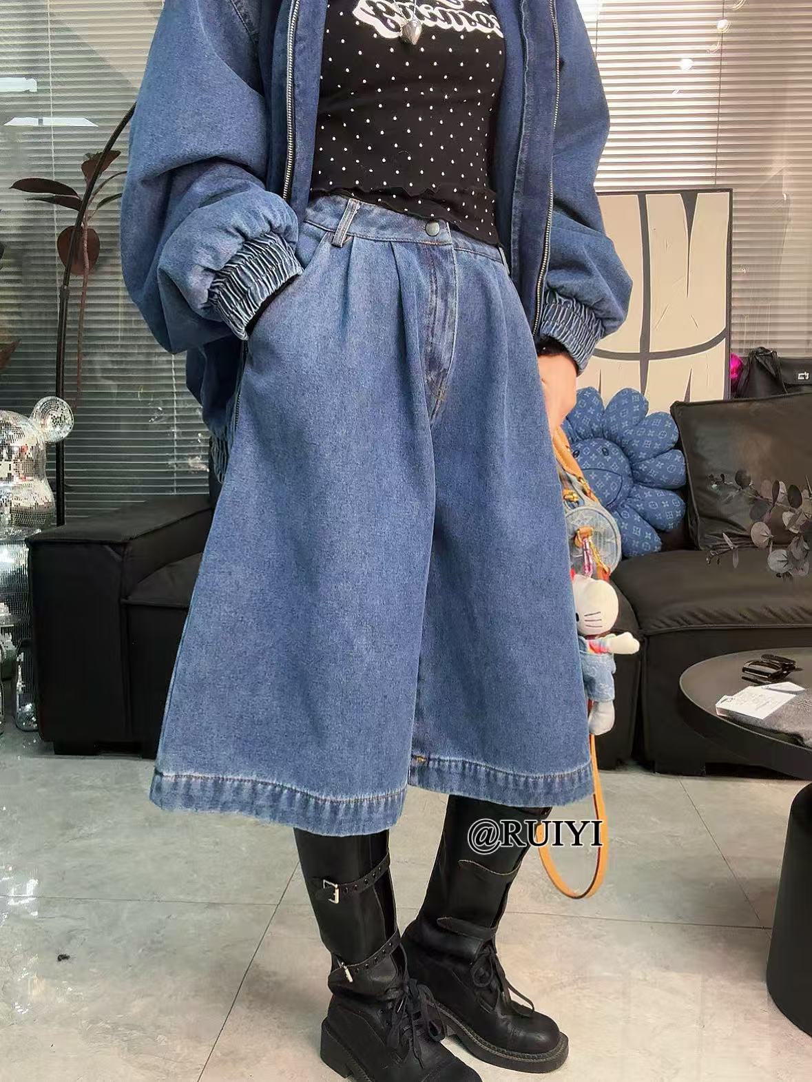 《赵小姐推荐》千金风牛仔加绒五分裤