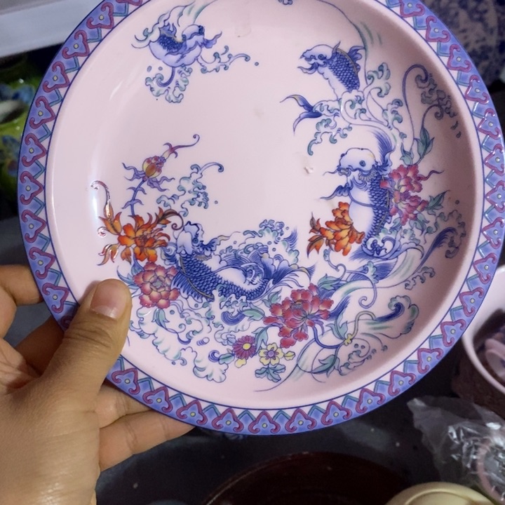 摆件陶7.5寸斗彩鱼壶承