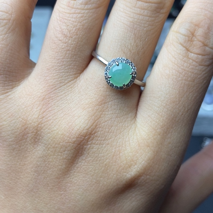 翡翠戒指银S925镶嵌戒指