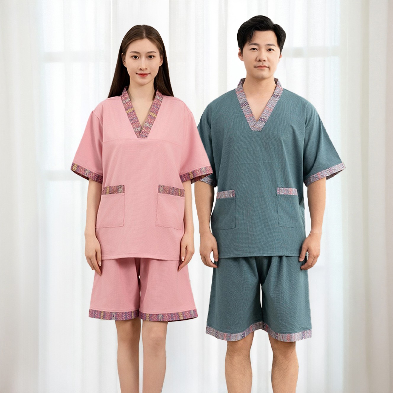 【10套价】大码桑拿服批发高档苎麻汗蒸服男女通用洗浴足疗会所浴服