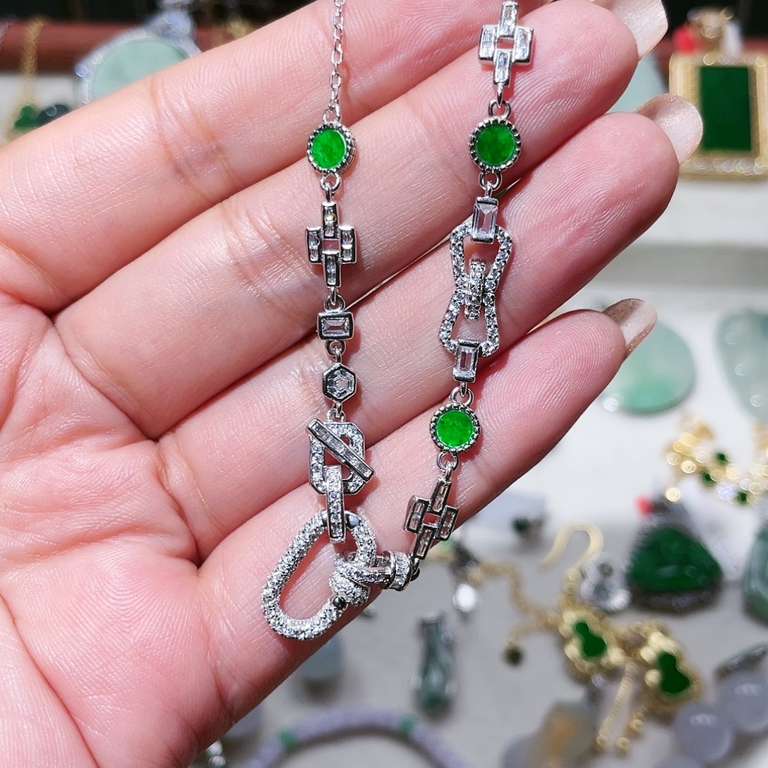 翡翠银S925镶嵌颈饰