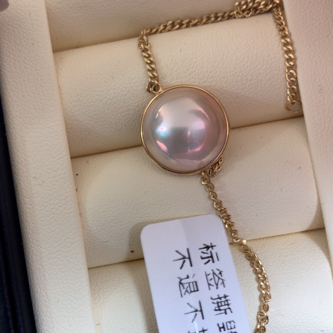 拼合珍珠（马贝珠）手链18K金镶嵌