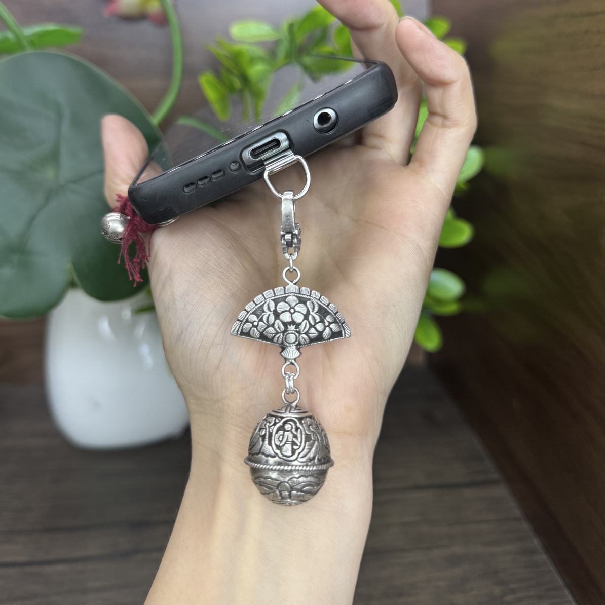 925银银制品 小郑家纯银手工制作手机链