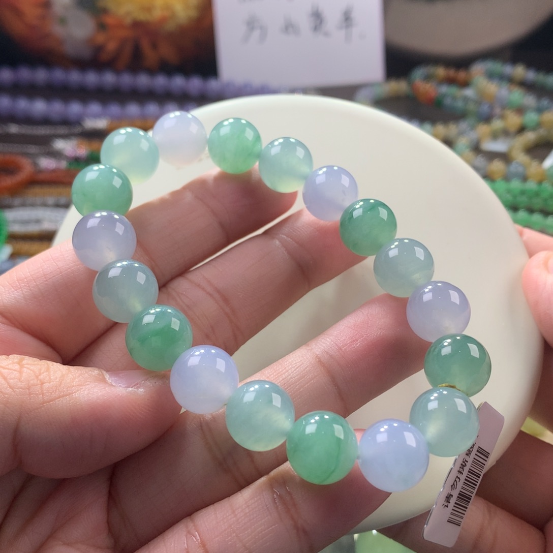 翡翠手链未镶嵌卡11冰胶果冻底马卡龙多宝