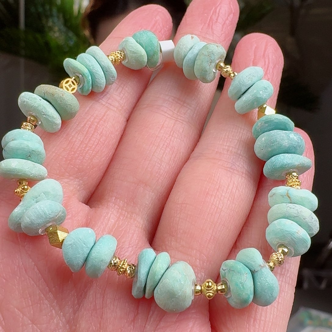 绿松石珠宝奇石18K金镶嵌