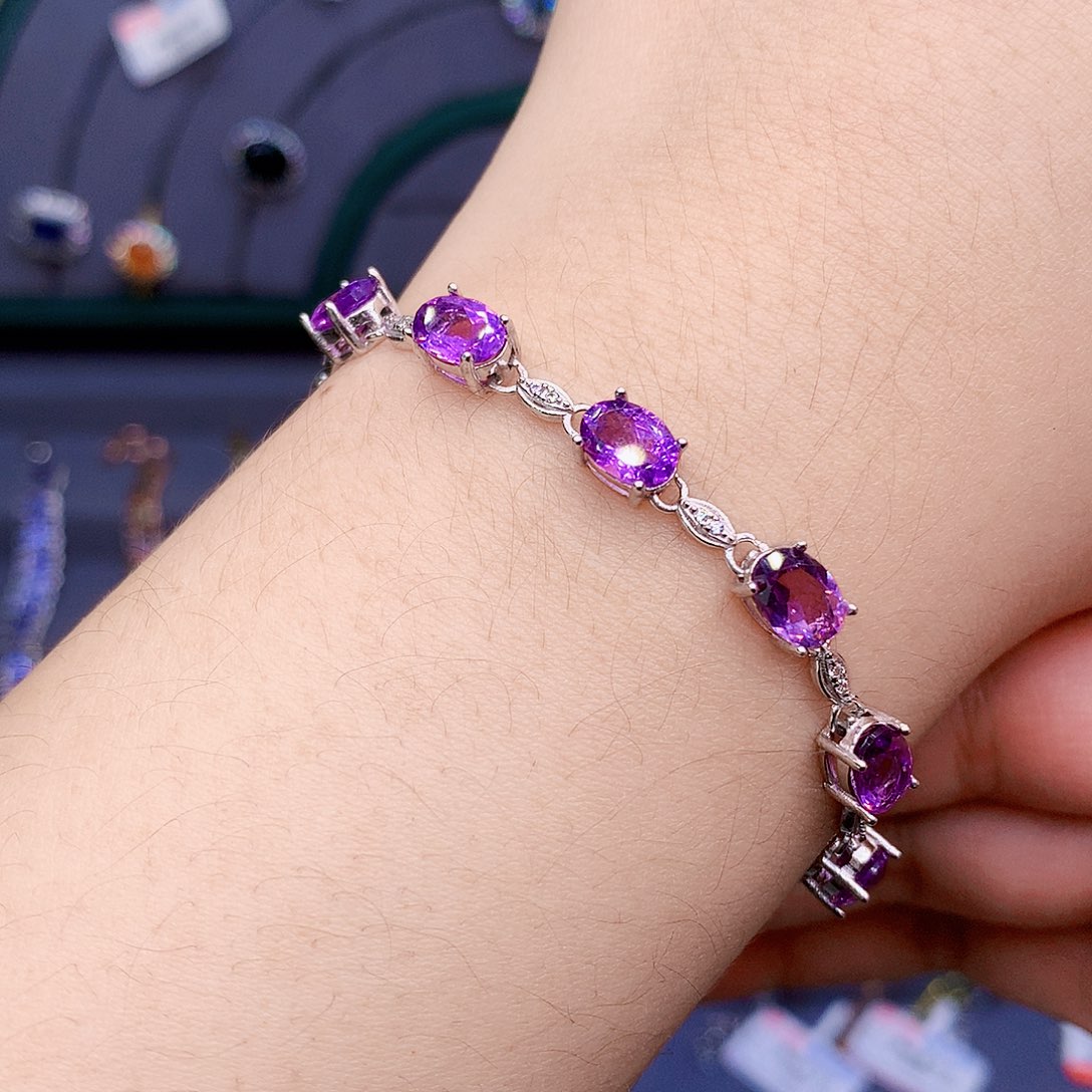 紫晶手链银S925镶嵌8888