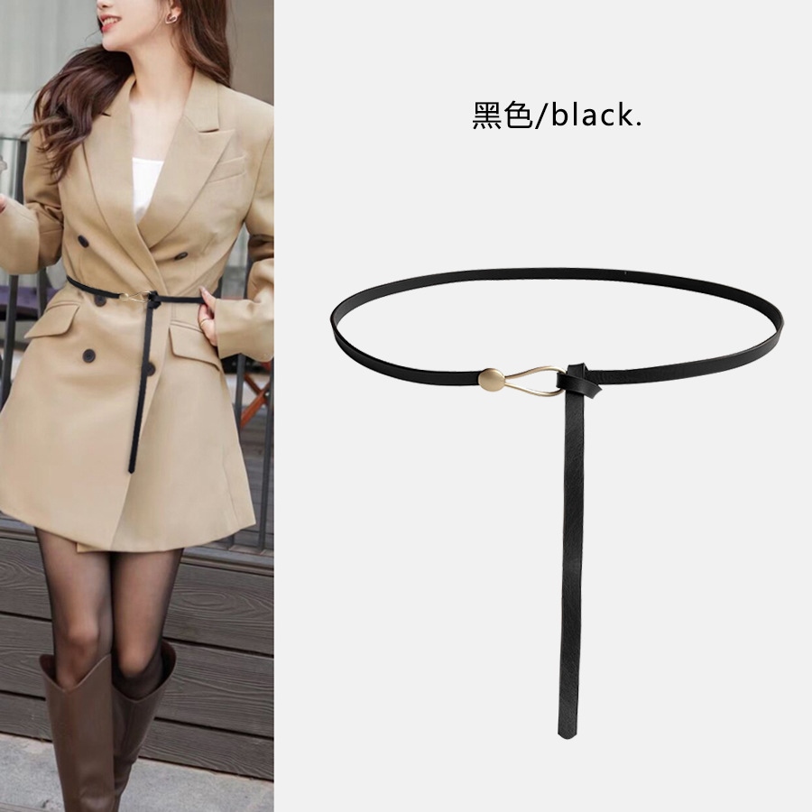 女士细皮带打结简约配饰装饰韩版百搭连衣裙子窄无孔小腰带