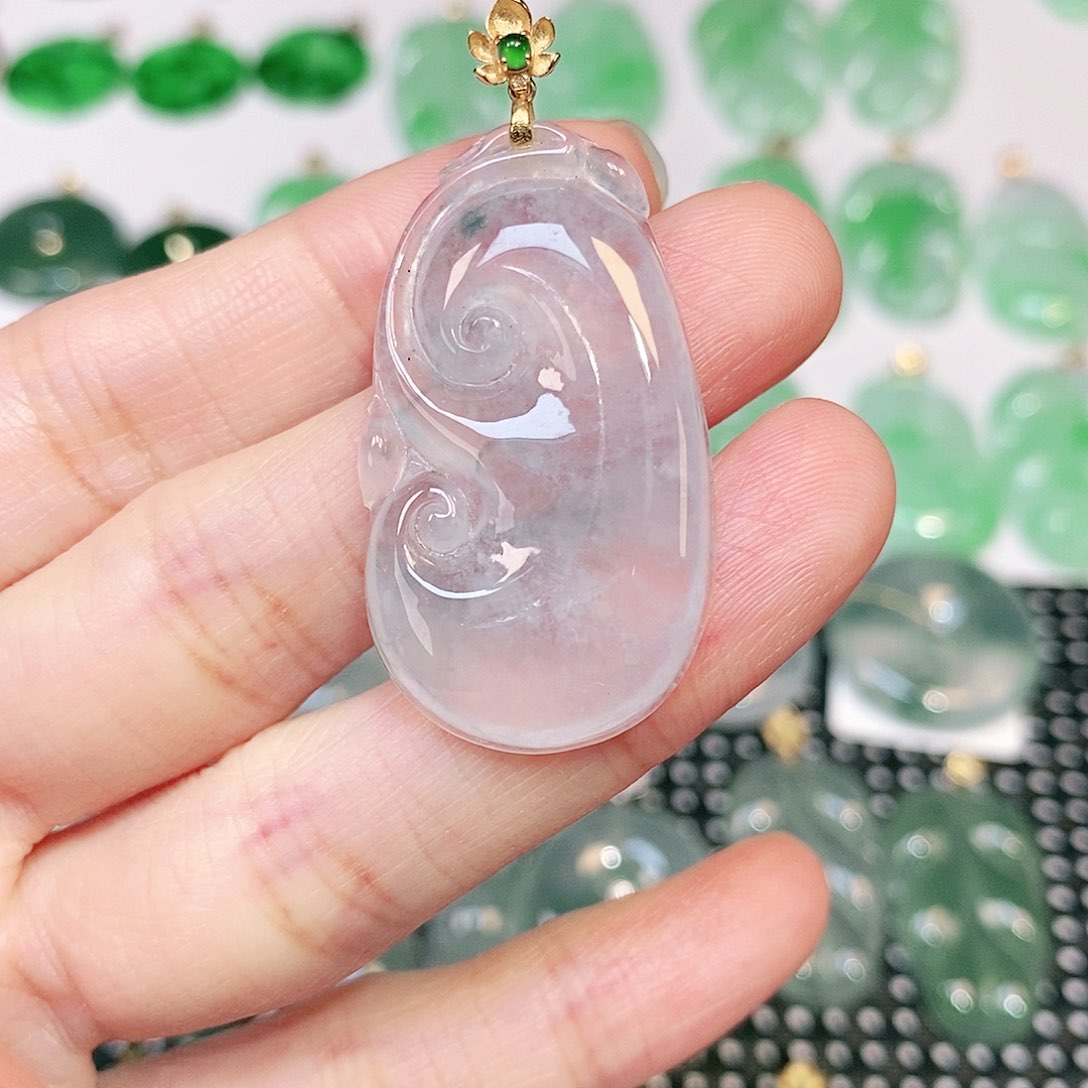 翡翠吊坠(不含链)18K金镶嵌