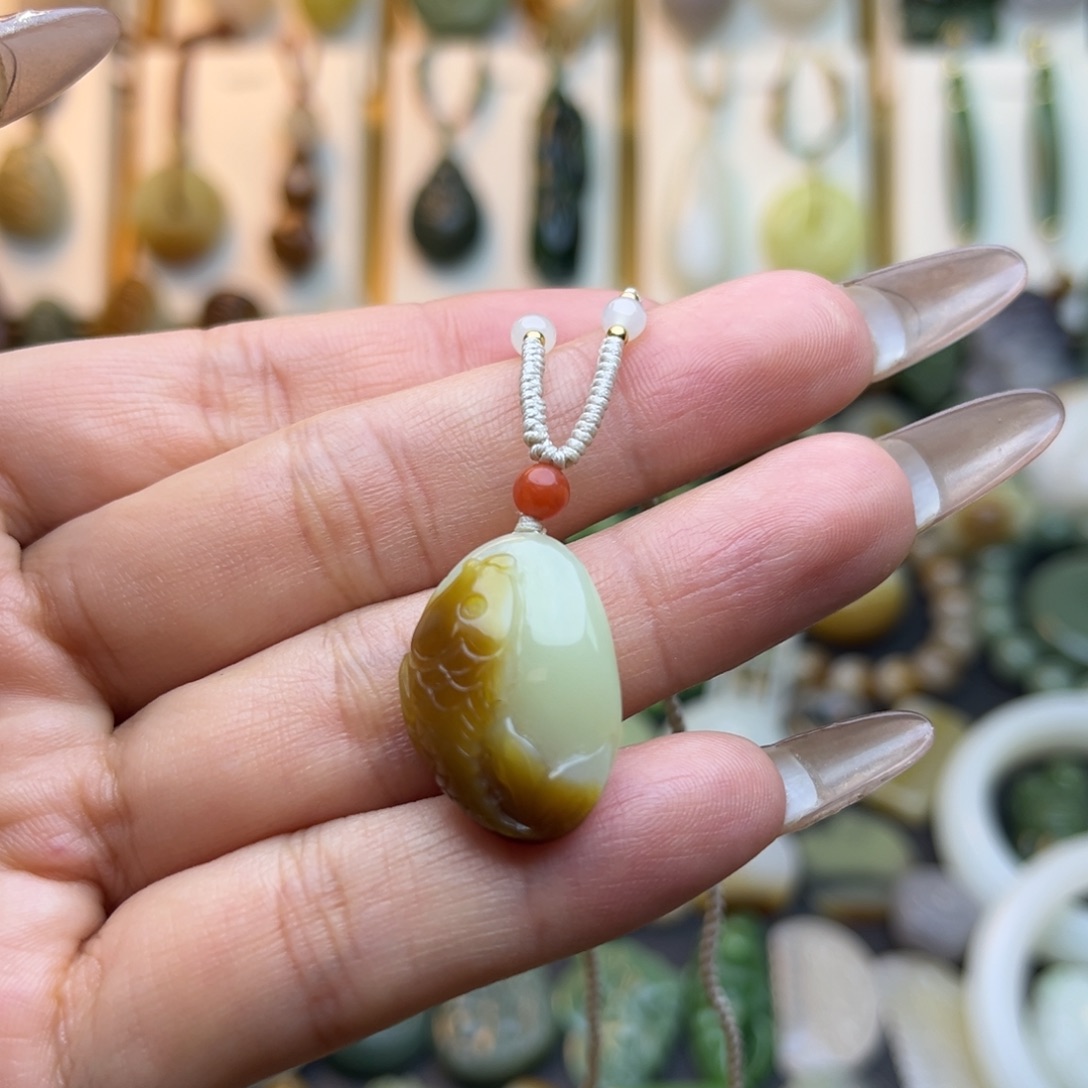 和田玉颈饰银S925镶嵌