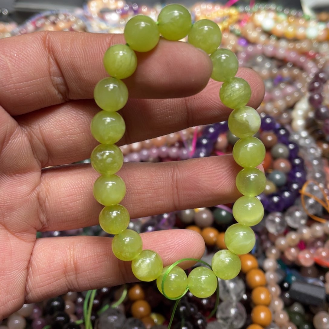 烟晶手链银S800镀金镶嵌