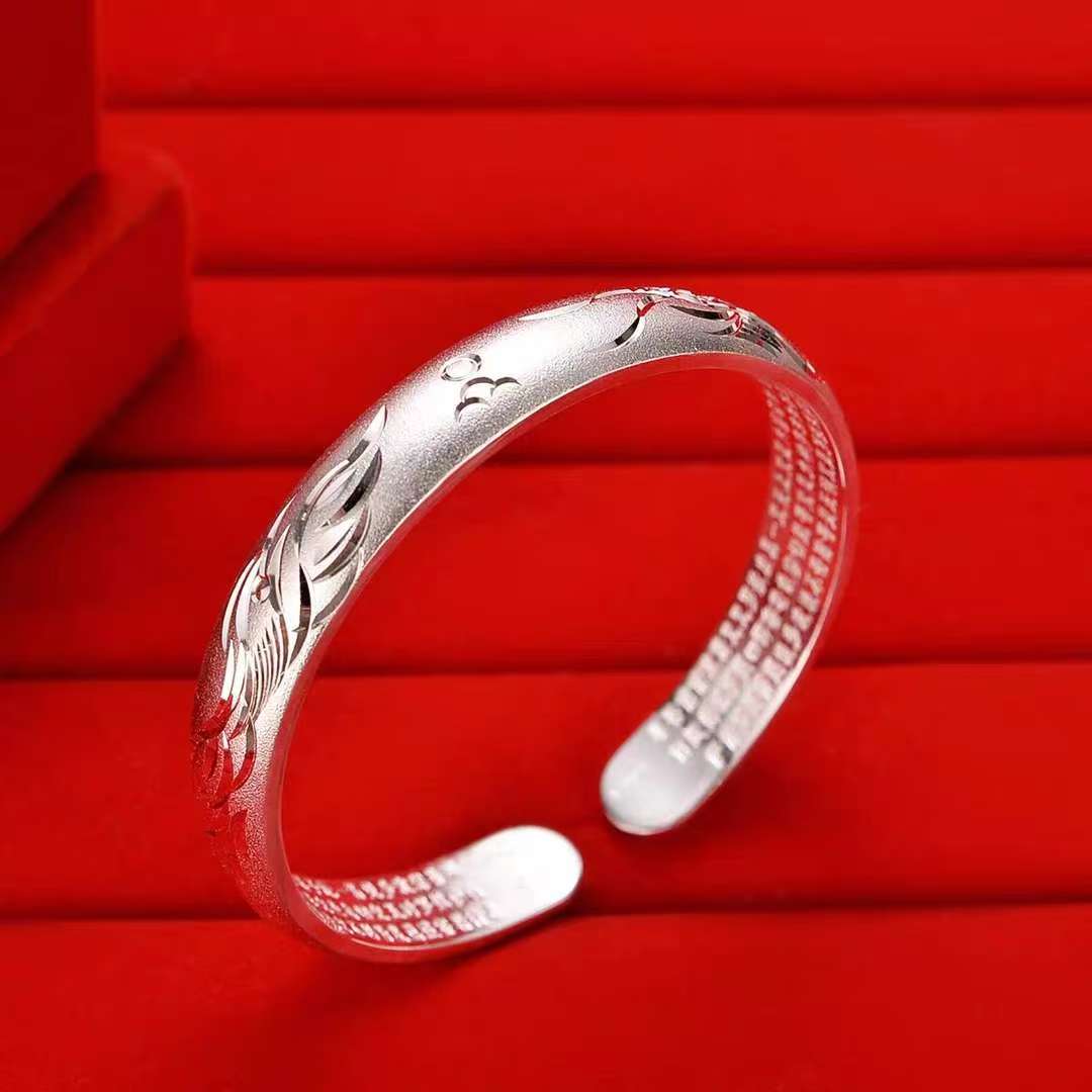 B78【约40g10mm】999.9手镯磨砂开口龙凤镯手环A31C35