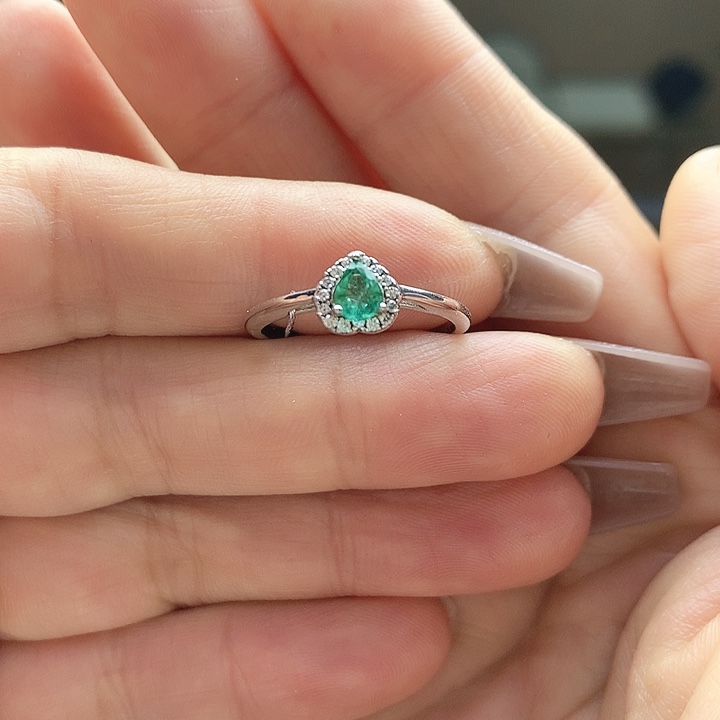 祖母绿戒指银S925镶嵌