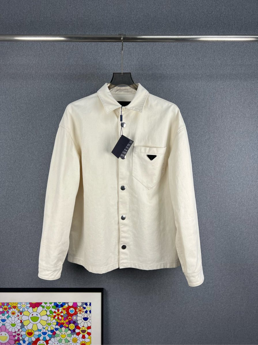 全新未使用 Prada/普拉达 PRADA牛仔三角标衬衫外套 M码A11213