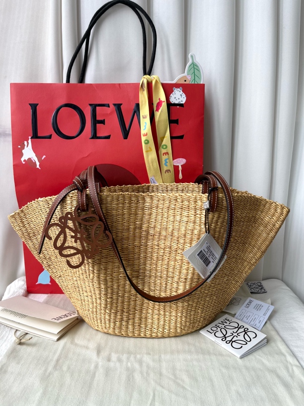 99新 LOEWE/罗意威 拉菲草小号草编包手提单肩包托特包
