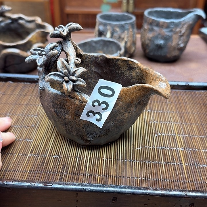 纯手工制作粗陶茶具