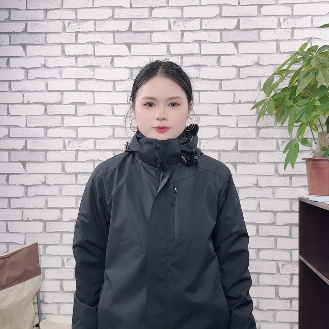 三合一冲锋衣黑色男女同款