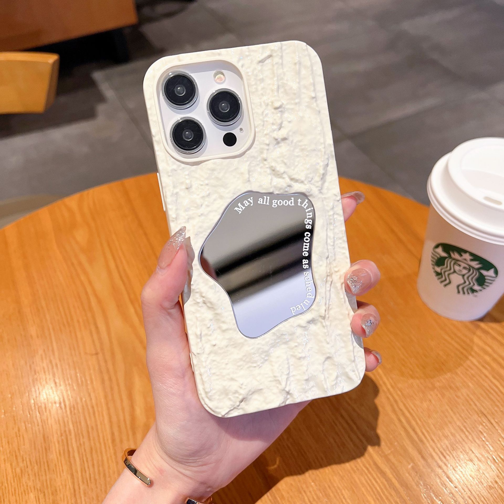 小众风褶皱异形镜子壳适用苹果15手机壳iPhone16pro max新款14/13