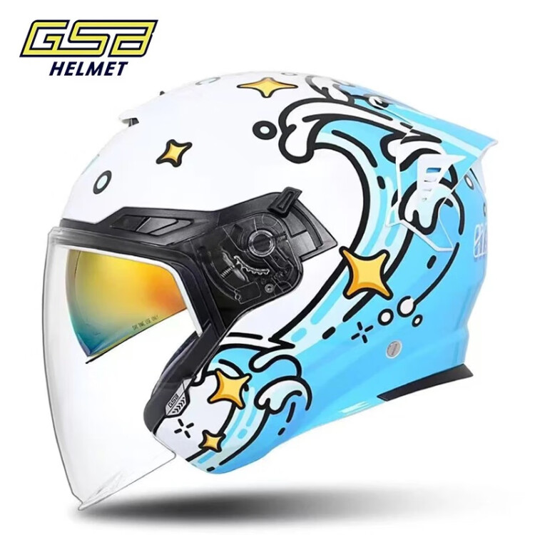 GSB头盔263A标新国标摩托车半盔四分之三盔男女机车四季双镜片