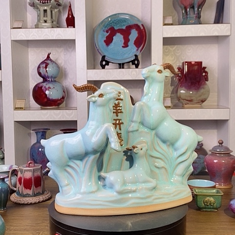 摆件神后钧瓷三羊开泰