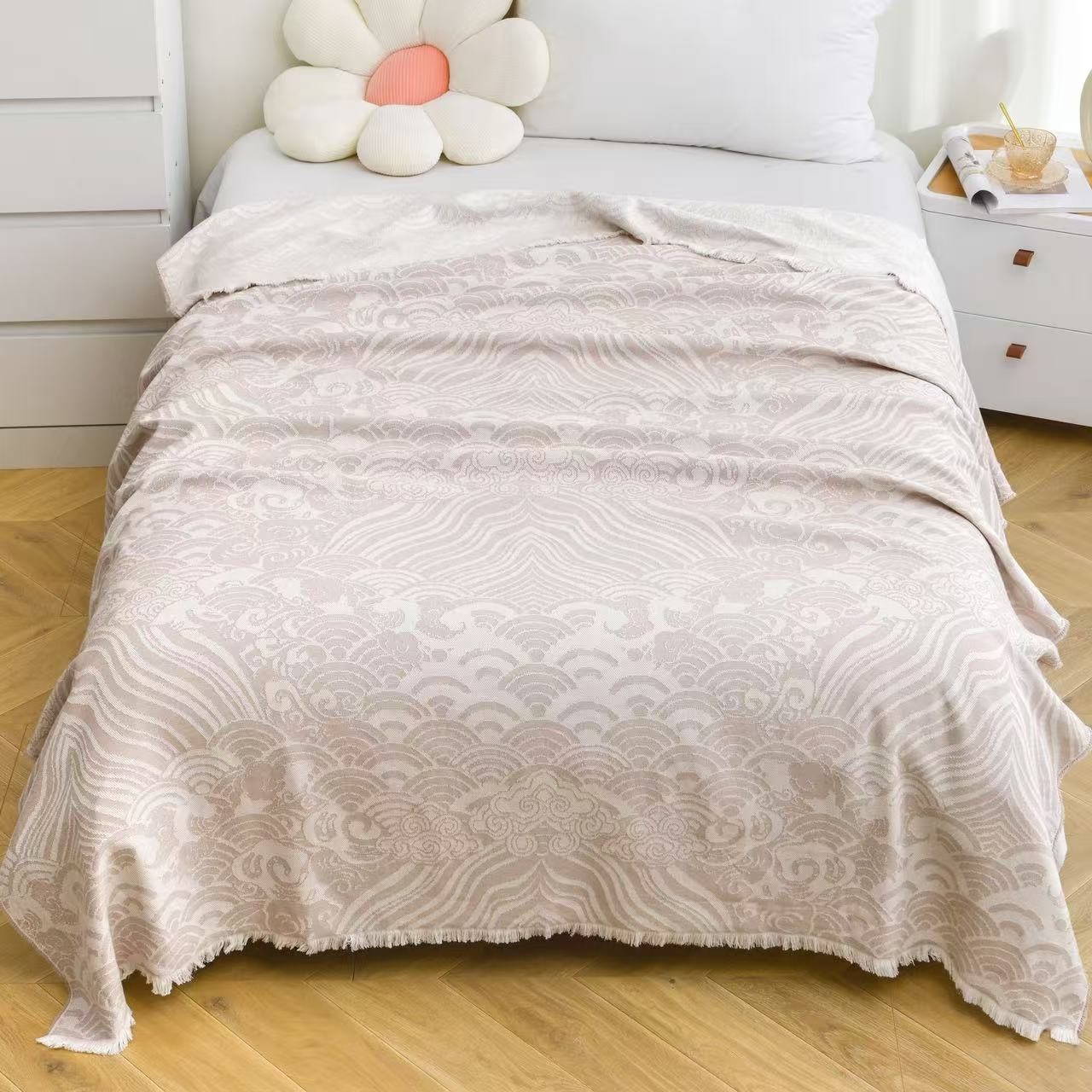 【云纹】150*200cm罗布麻汉麻床品四季通用多功能床盖亲肤透气机洗