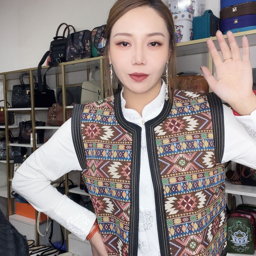 蒙古元素马甲2xl女