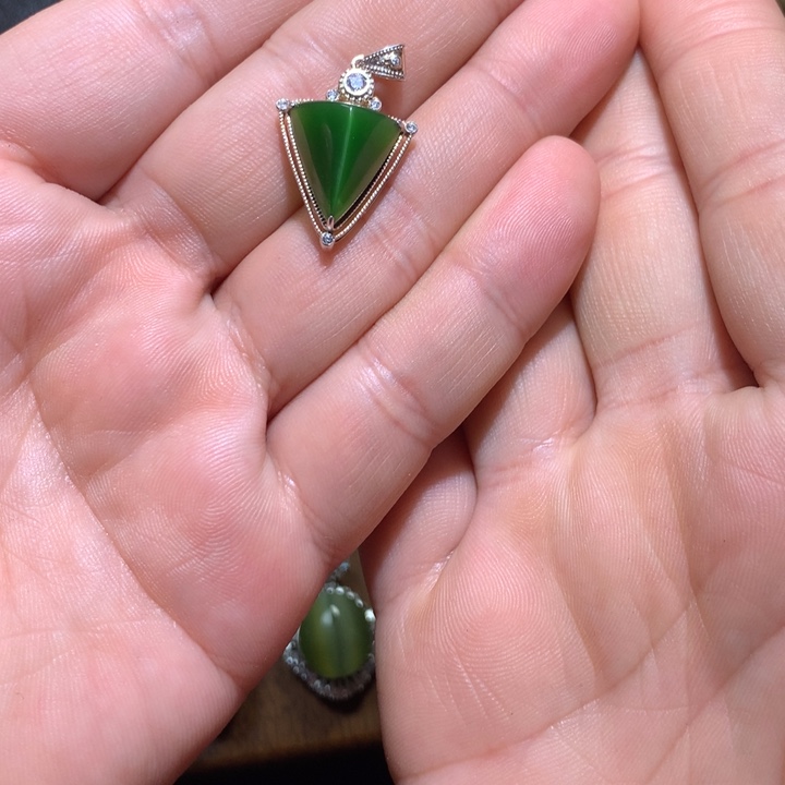 和田玉颈饰银S925镶嵌