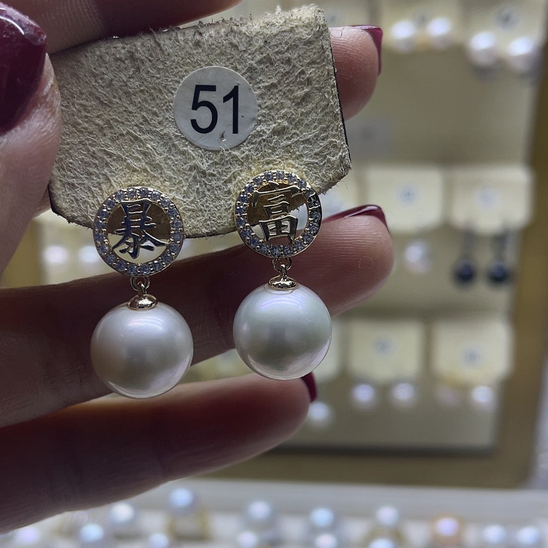 淡水珍珠耳饰银S925镶嵌