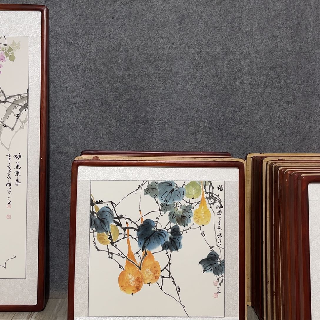 国画书画作品带框63×63