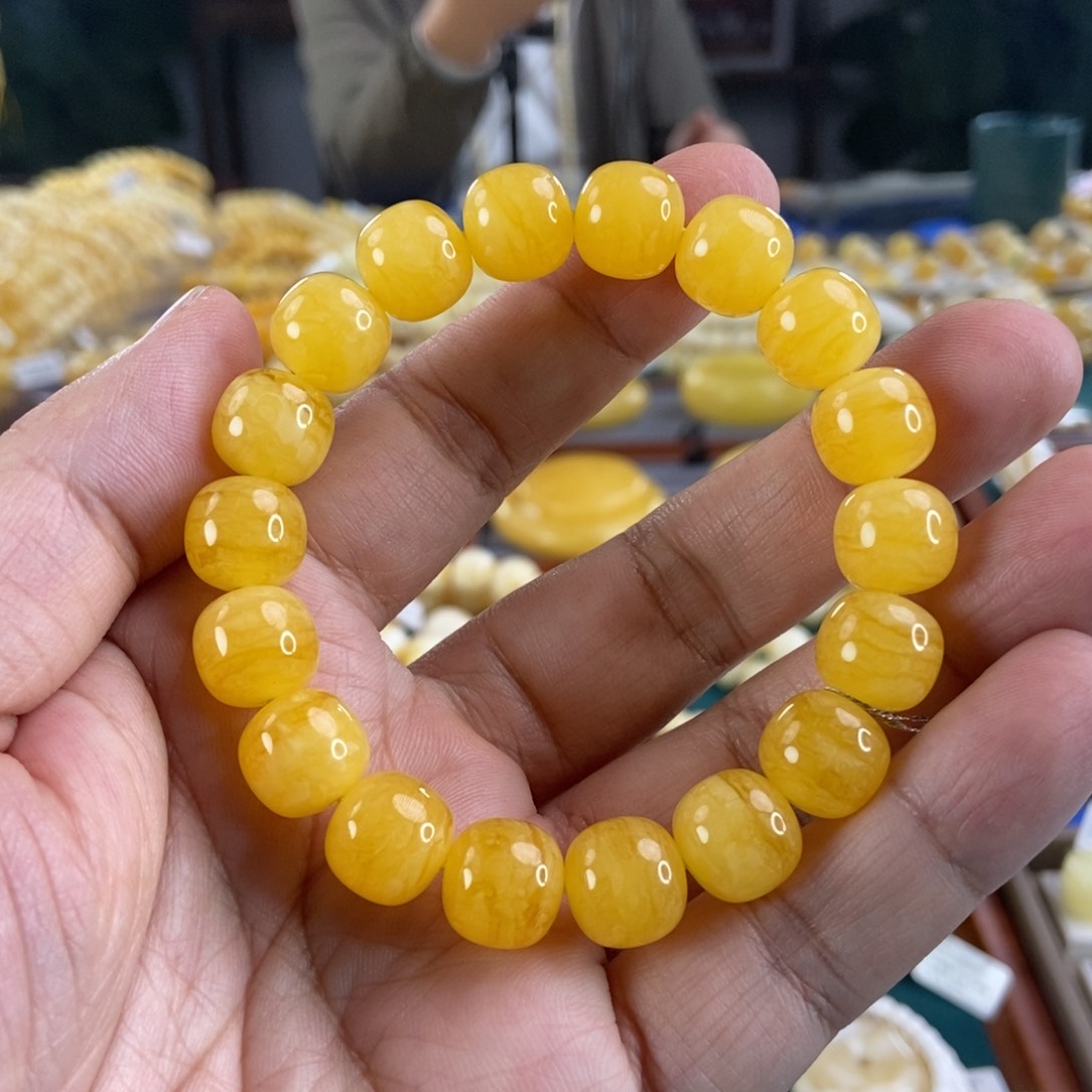 琥珀珠宝奇石未镶嵌12虎皮纹同料串18.3