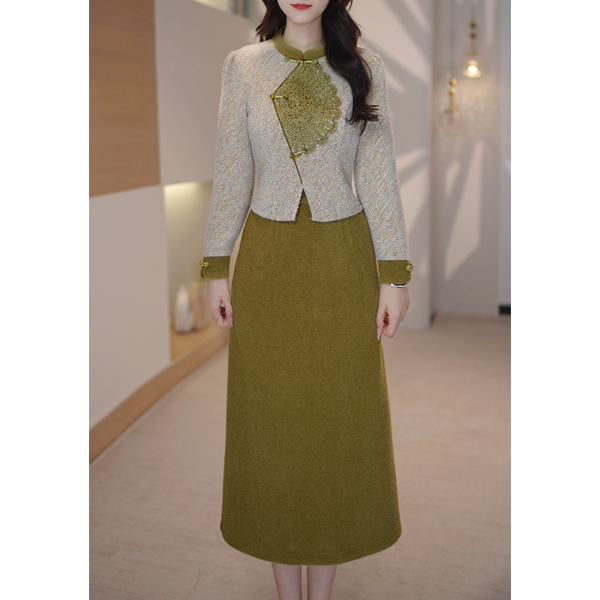 L5897 连衣裙2025秋冬新款女装时尚气质显瘦遮肚子优雅两件套裙子