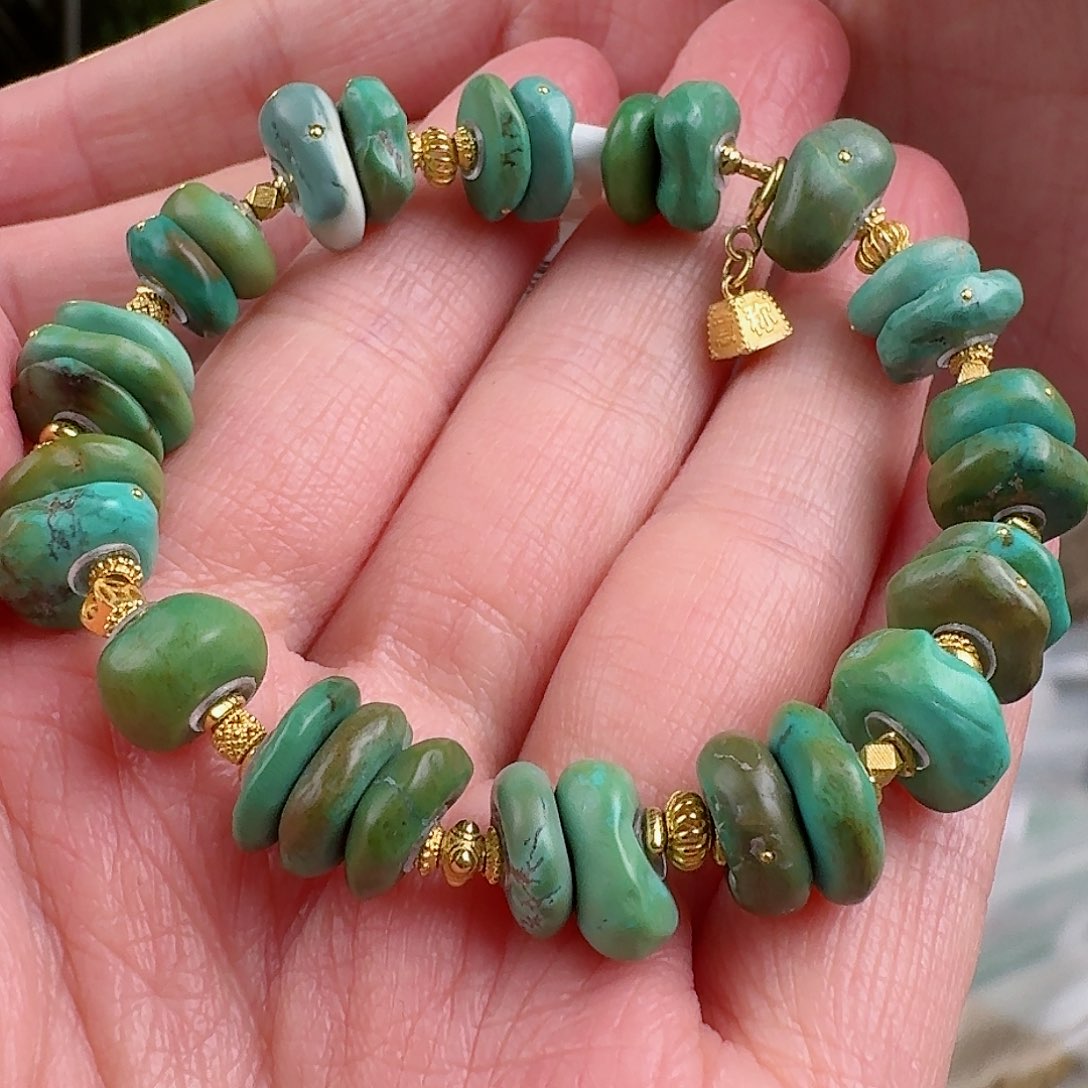 绿松石珠宝奇石18K金镶嵌