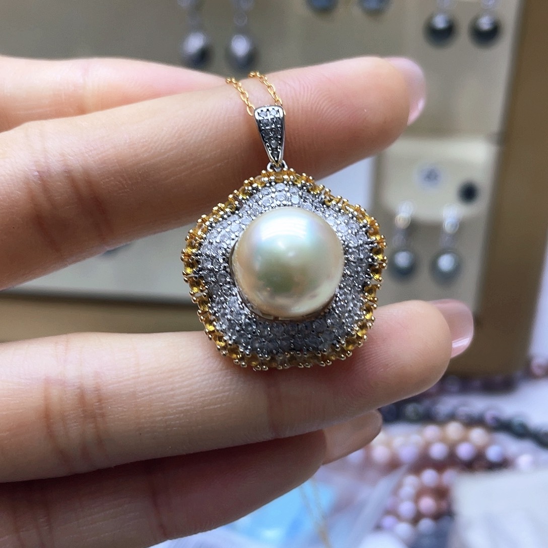 海水珍珠颈饰银S925镶嵌