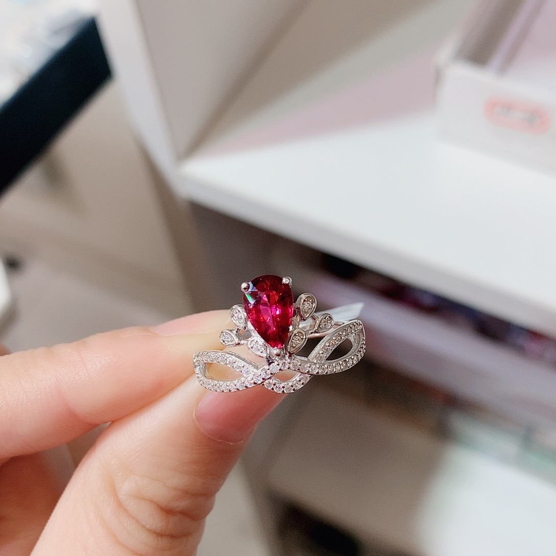 碧玺戒指银S925镶嵌戒指超美