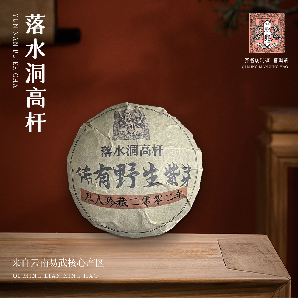 【崇文馆藏茶】齐名联兴号落水洞高杆稀有野生紫芽沱茶生250g/个