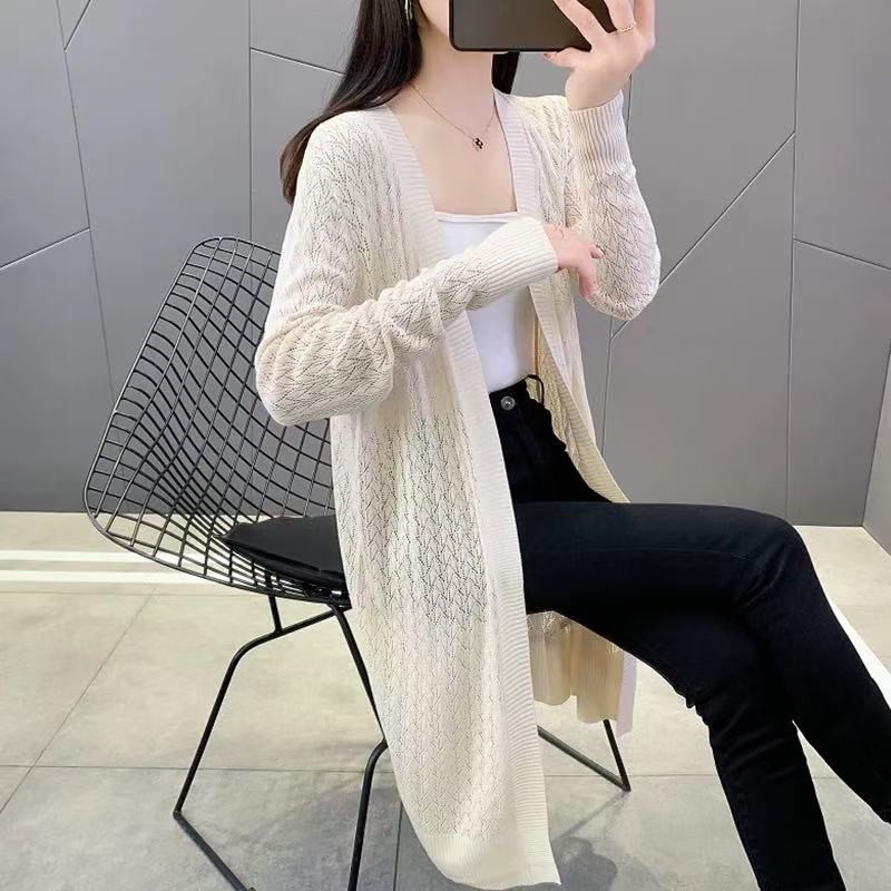 3420 春夏镂空薄款长款女开衫新款韩版外搭针织披肩空调防晒衫