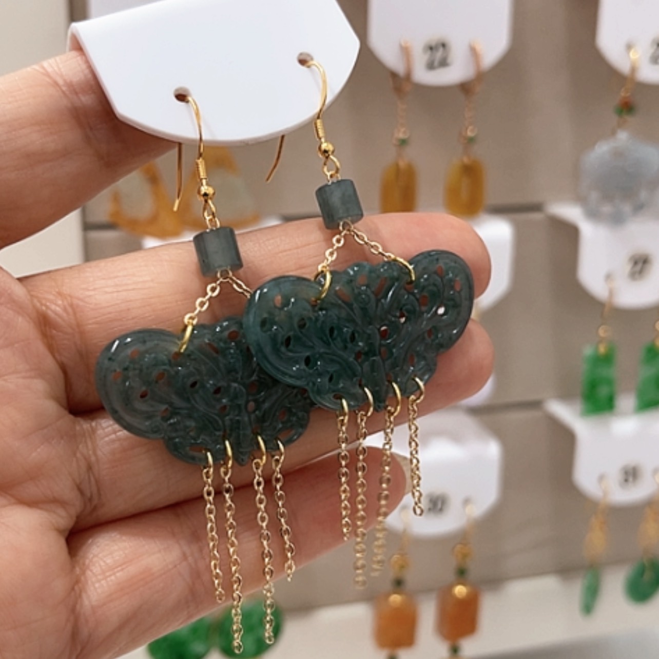 【闪购商品】翡翠耳饰银S925镶嵌翡翠耳坠