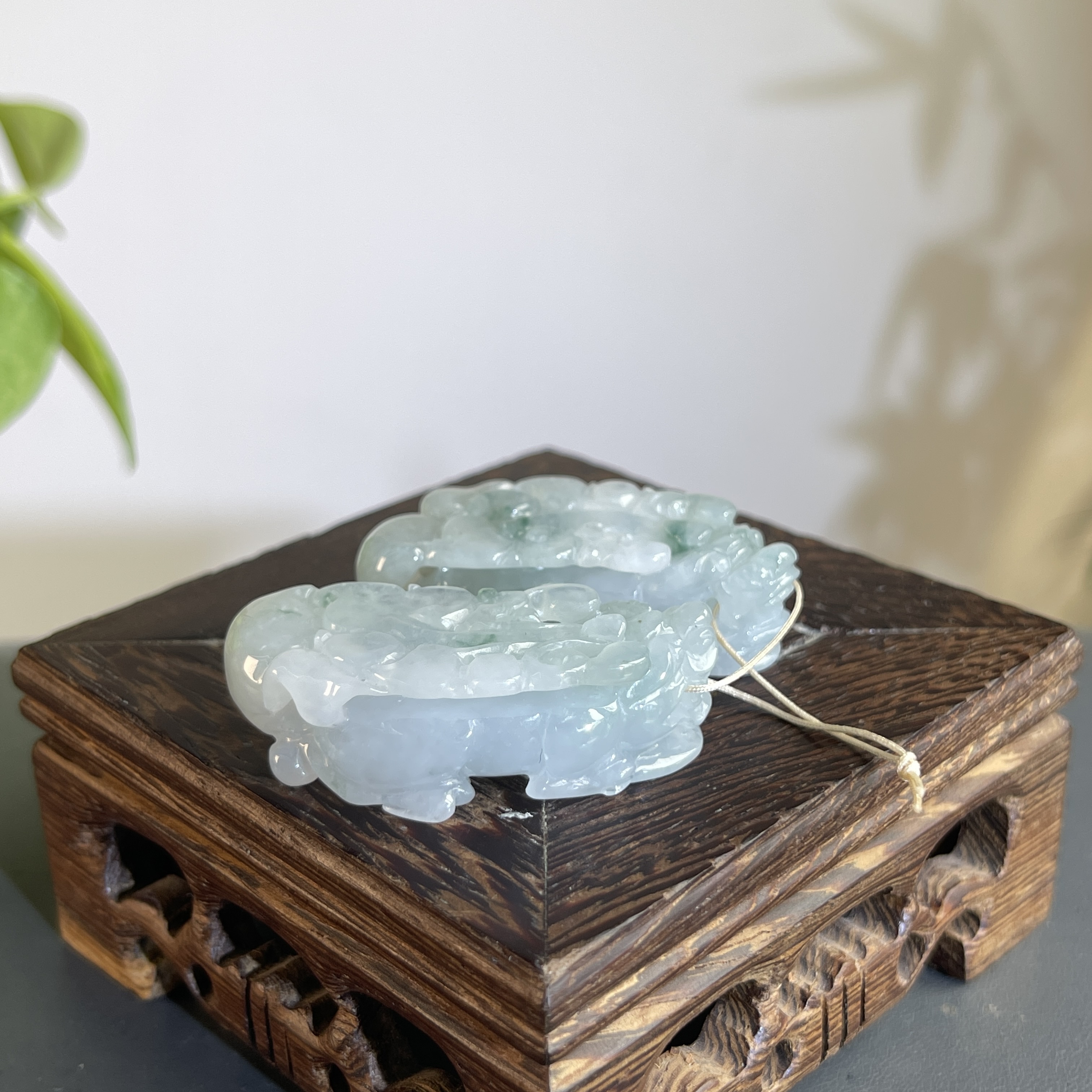 JGW13-85 天然翡翠缅甸A货 一对貔貅