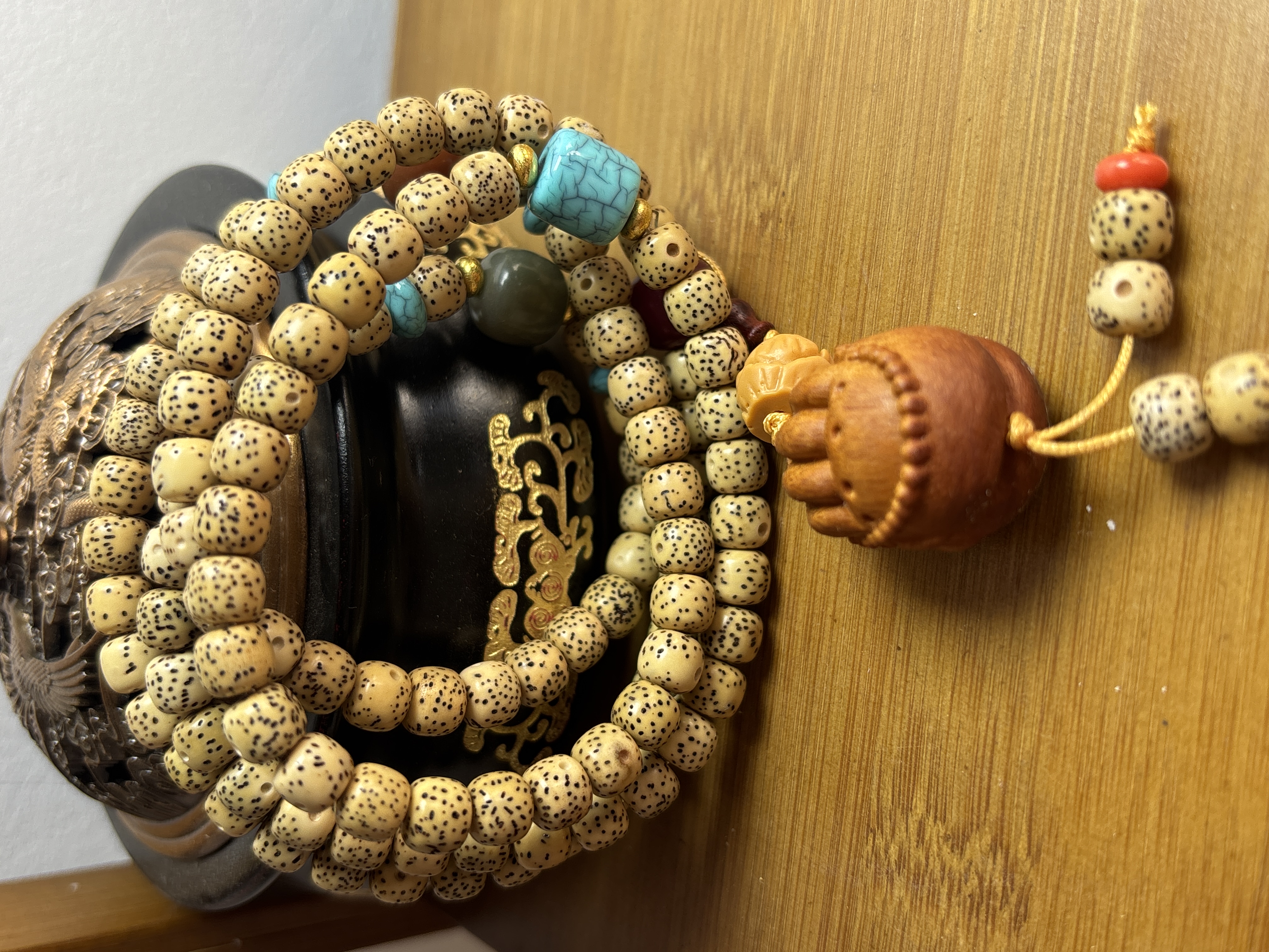 【福顺文玩】pt多圈手串带配饰绿s