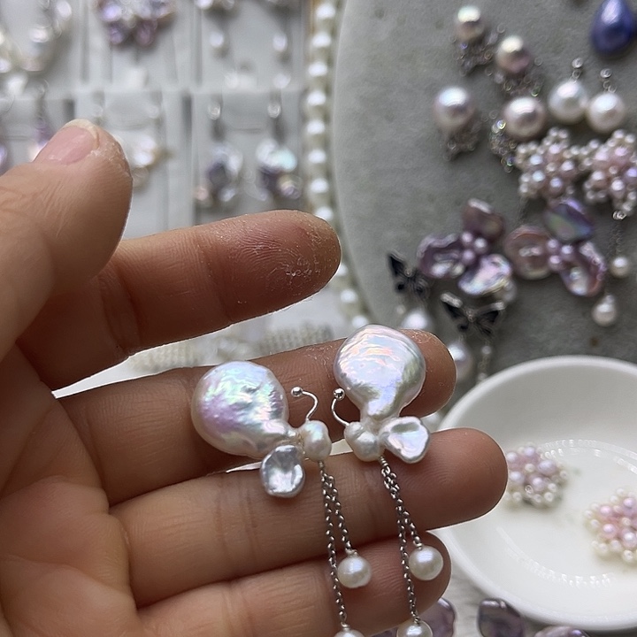 淡水珍珠银S925镶嵌颈饰