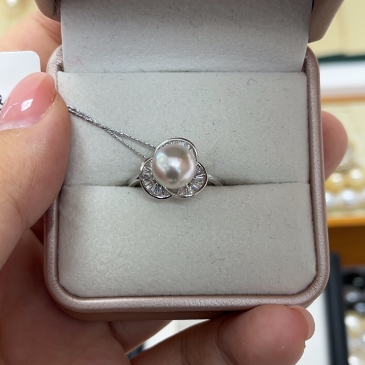 戒指海水珍珠银S925镶嵌澳白8-9mm26号