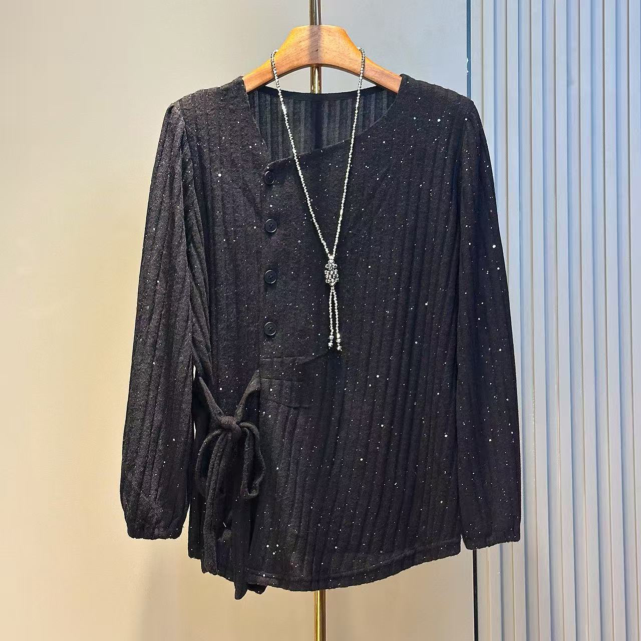 针织常规显瘦长袖灯笼袖毛针织衫打底衫修身时尚8889