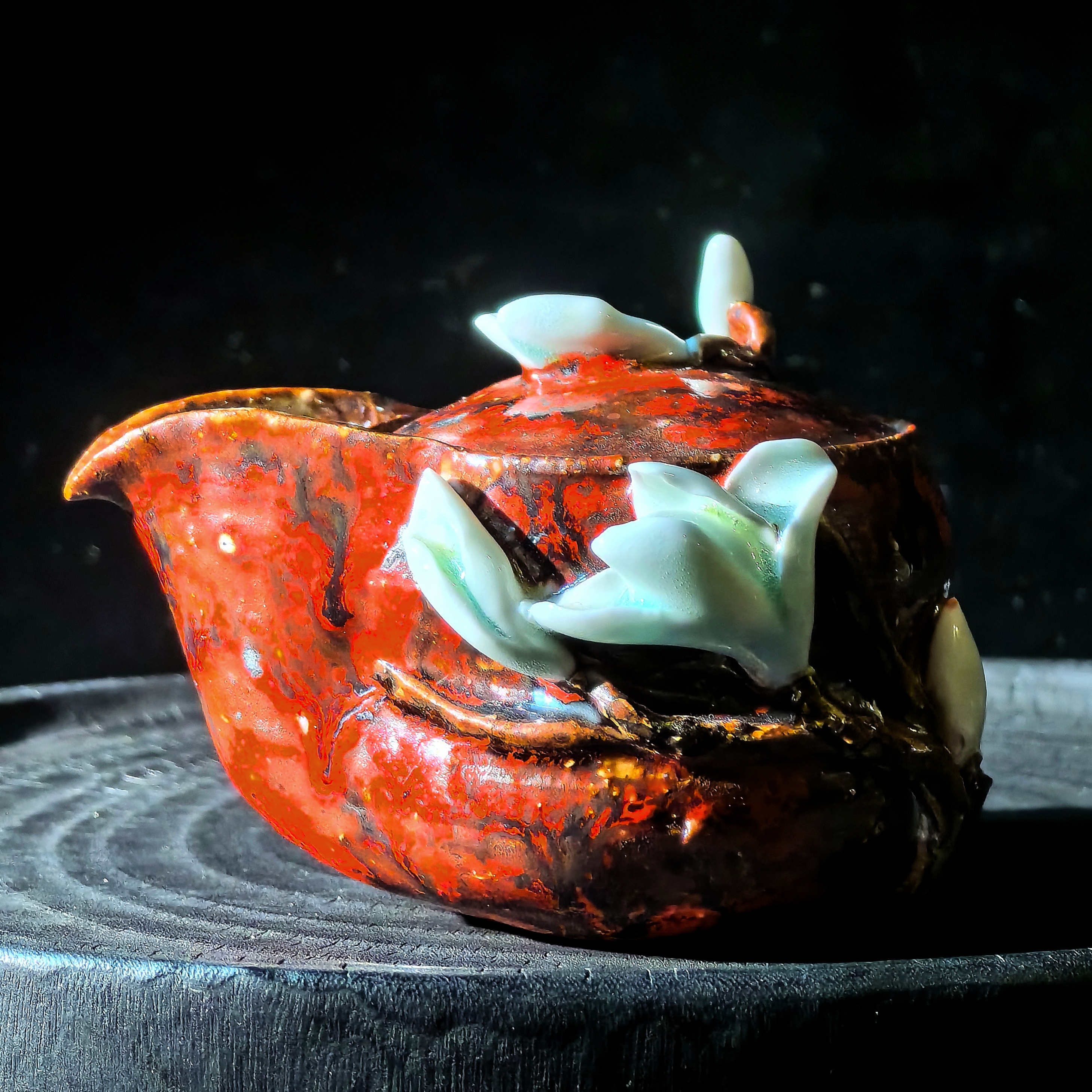 当代 柴烧全手作粗陶玉兰花宝瓶