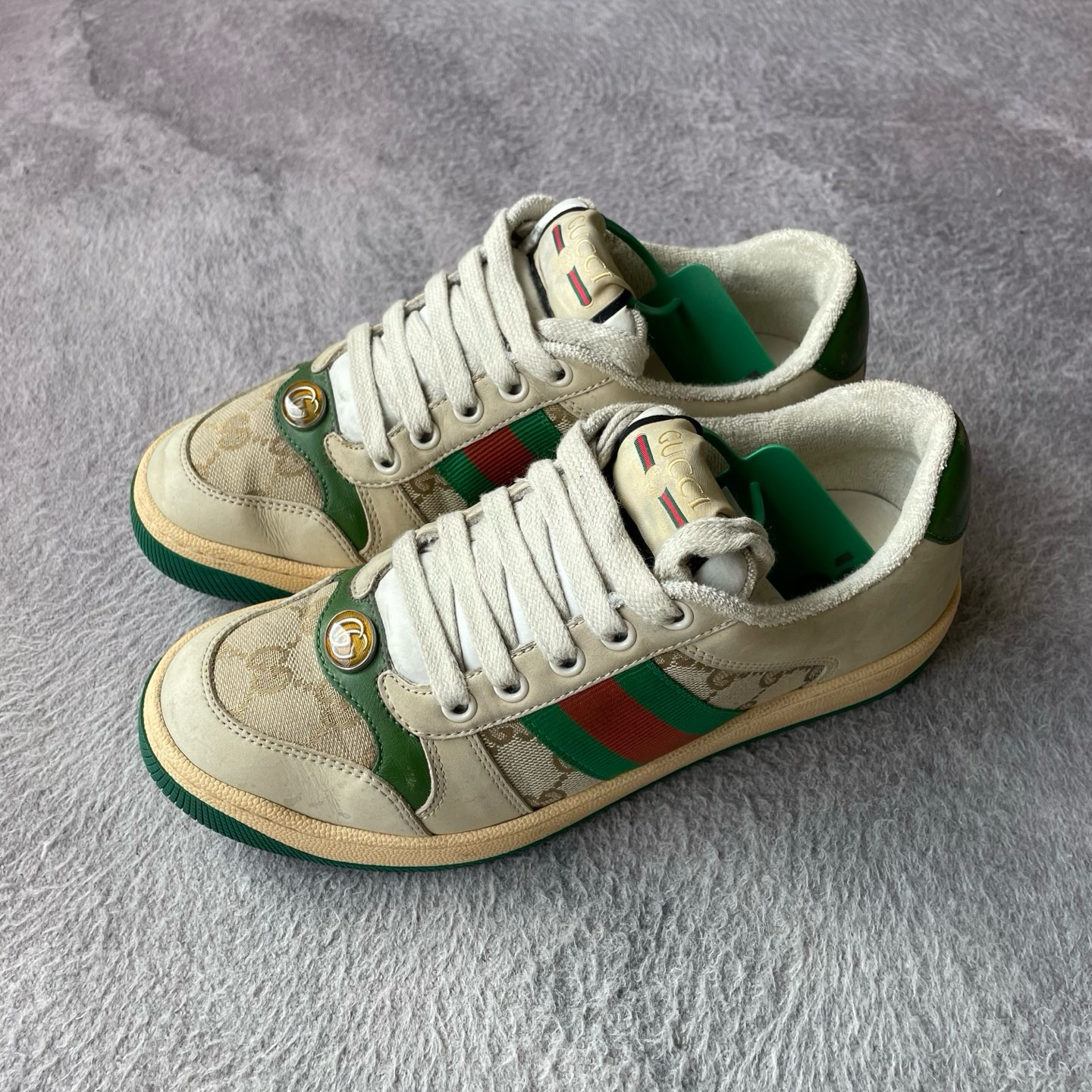 99新 GUCCI/古驰 screener脏脏鞋绿色/36码/无配件