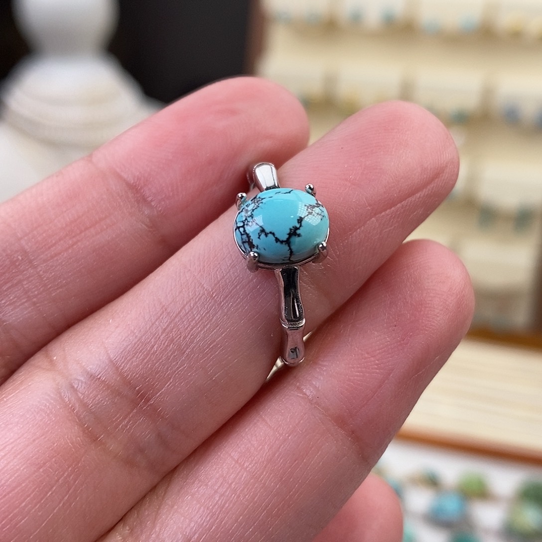 绿松石戒指银S925镶嵌